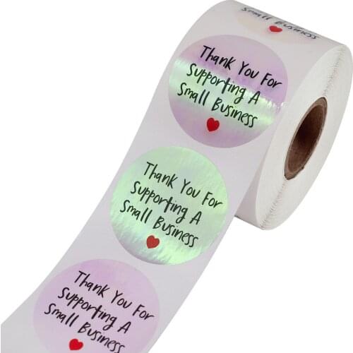 Thank You Stickers Roll with 1.5 Inch Adhesive Labels Color Lasting, Small Business Thank You Stickers for Gift Bags