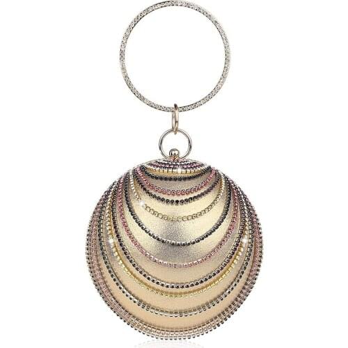 Rhinestone Tote Bags for Womens Fashion Dinner Bag Casual 2021 Round Shoulder Woman Solid Color Purses and Handbags Summer New