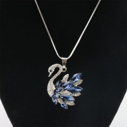 Swan Zircon Wings Sweater Chain Necklaces Charm Women Pendant Necklace Party Accessories Jewelry
