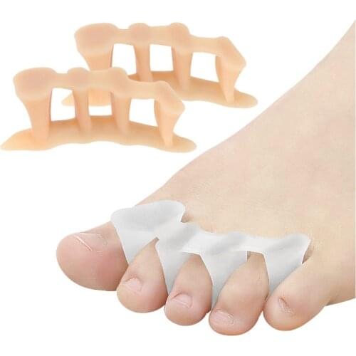 2pcs=1pair Hallux Valgus Thumb Correction Soft Three-Hole Separate Foot Care Plantar Fasciitis Pedicure Tools For Toes
