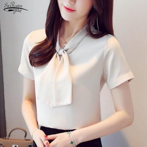 2021 Summer V Neck Women Tops Casual Short Sleeve Solid Shirt Women Chiffon Pullover Women Blouse Blusas Mujer De Moda 2021 9569