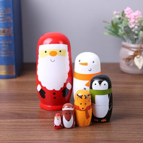 5 Pcs/Set Wood Russian Nesting Matryoshka Dolls Set Toys Home Decoration Ornament Gifts Birthday Gifts Baby Toy Nesting Dolls