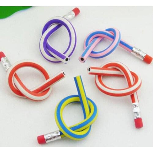 5pc Korea Stationery Kawaii Curved Writing Pen Colored Soft Striped Pencil Student Children Learning The Office School Supplies