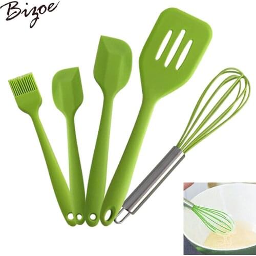 5PC Cooking tool sets Non-toxic cooking baking kitchen tools utensils silicone shovel spoon scraper brush spade whisk turner