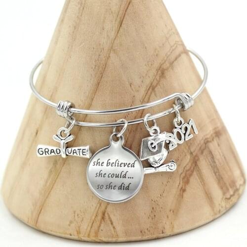 Stainless Steel Bracelet Wire Adjustable Bracelet&Bangle 2021 Graduation Charm Bracelets Gift Bangle for Women girl Jewelry gift