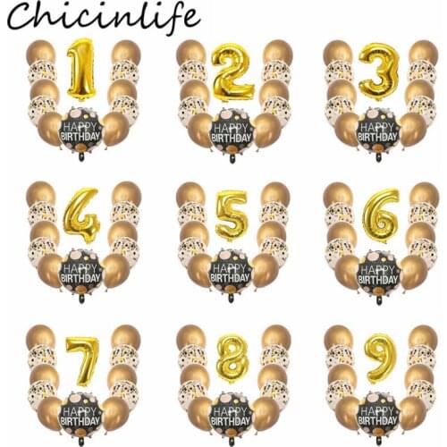 Chicinlife 1st 2nd 3th 4th 5th 6th 7th 8th 9th Foil Balloon Happy Birthday Party Decoration Baby Shower Kids 1 Year Old Supplies
