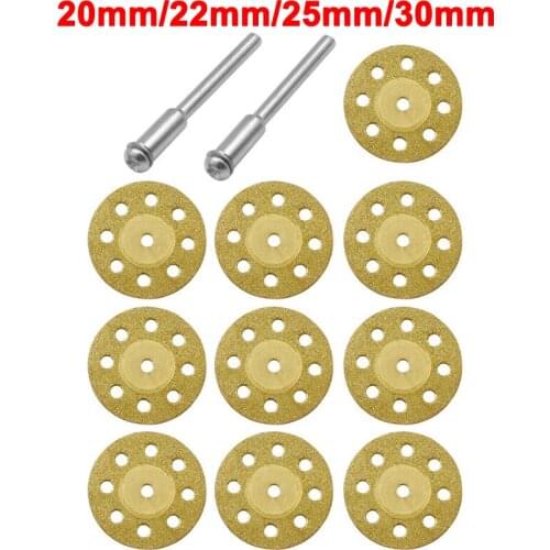 10pcs 20mm 22mm 25mm 30mm Diaamond Circular Saw Cutting Disc Dremel Rotary Tool Diamond Dremel Accessories with 2pcs Mandrel