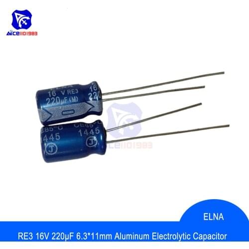 Diymore 10PCS/Lot Original ELNA Audio Capacitor RE3 16V 220μF Capacitance 6.3*11mm Aluminum Electrolytic Capacitor 16V220μF