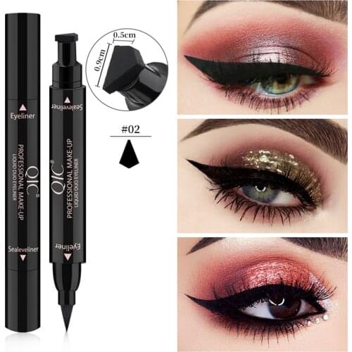 1PC Double-Headed Seal Black Eyeliner Triangle Seal Eyeliner Stamp Waterproof Black Liquid Eyeliner Eye Makeup Maquiagem TSLM2