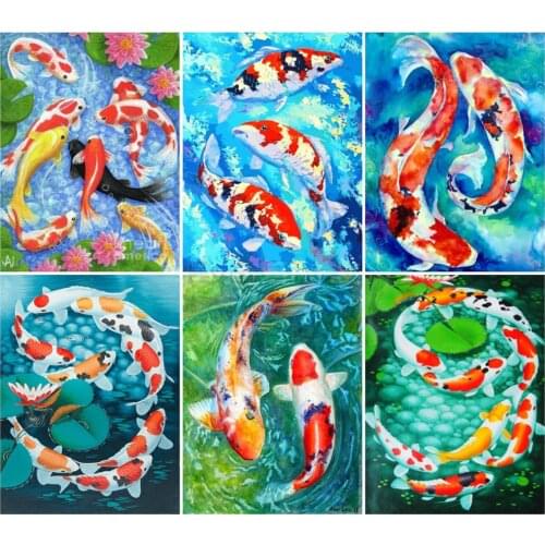 EverShine 5D Koi Diamond Painting Full Square Cross Stitch Handicraft Diamond Art Animals Bead Embroidery Wall Decor