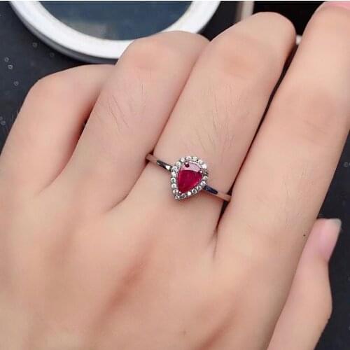 Hotsale 925 Silver Ruby Ring for Engagement 4mm*6mm Natural Ruby Silver Ring for Daily Wear Sterling Silver Ruby Jewelry