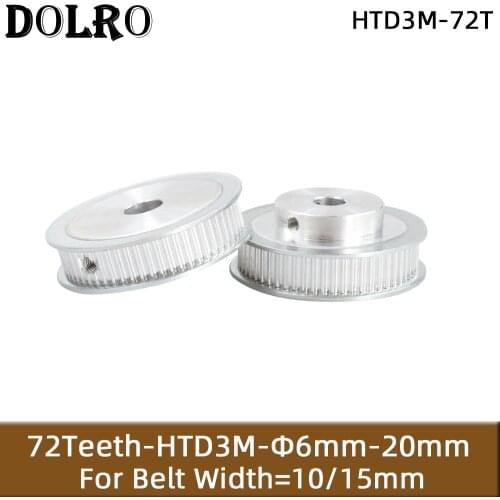 HTD3M-72T Timing Pulley AF BF Shape Bore 6/ 8/10/12/14/15/19/20mm Aluminum Synchronous pulley wheel Slot Width 10/15mm Pitch 3mm
