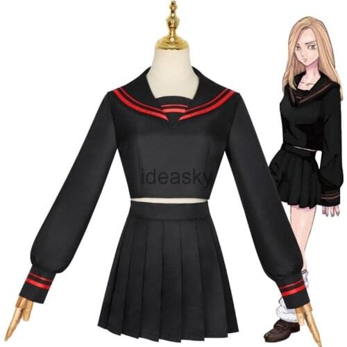 Carnival Halloween Anime Women girls Dress Tokyo Revengers Shiba Yuzuha Cosplay Costume Sailor School Uniform Girls Skirt Suit