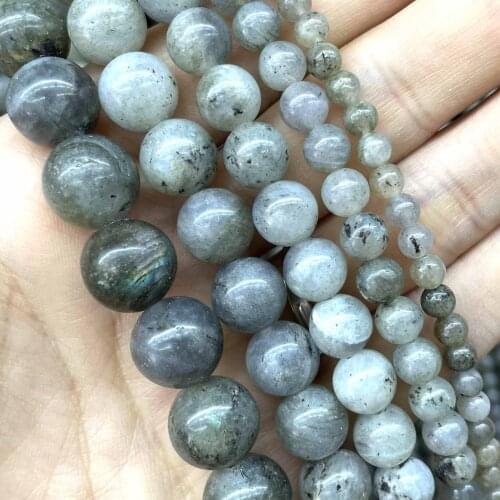 Wholesale Natural Grey Labradorite Round Loose Stone Beads For DIY Making Bracelet Necklace Jewelry Accessories 4/6/8/10/12mm