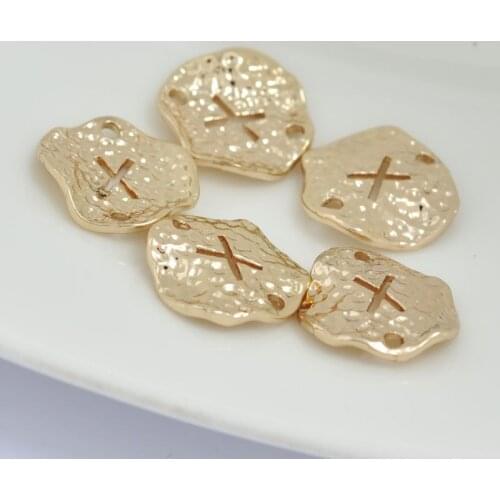 10PCS 13x13MM 24K Champagne Gold Color Plated Brass Connect Charms Pendants High Quality Diy Jewelry Accessories