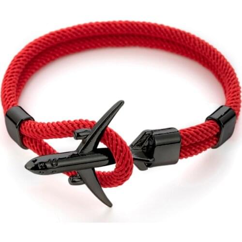 Fashion Airplane Anchor Bracelets Men Charm Rope Chain Paracord Bracelet Women Male Air Force Style Wrap Metal Sport Hook Gift