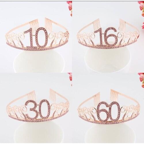 New Happy Birthday Crown Hair Bands For Women Number Tiaras Hair Jewelry Accessories For Birthday