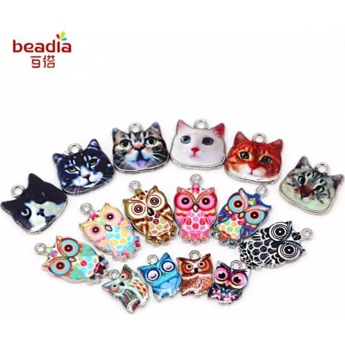 NEW Arrival Zinc Alloy Owl Cat 1.5mm 2mm Hole For Jewelry Findings Making Spacer Enamel Necklace&Pendant Bracelet Materials Gift