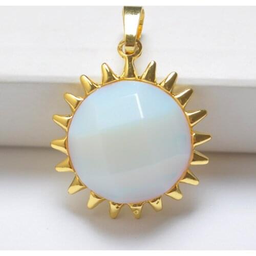 Opal Stone Faceted Bead GEM Pendant Sunlight Jewelry For Gift Fashion S3098