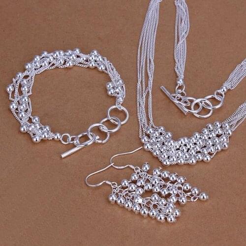 Wholesale fashion jewelry set .N925 jewelry six-line light three-piece spherical Silver color jewelry foreign trade suit S137