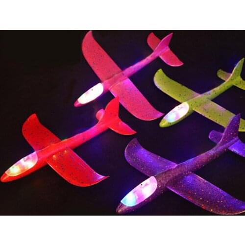 48cm Aircraft Hand Throw Flying Glider Foam Plane LED Light-up Luminous Toys for Children DIY Airplane Model Kids Boys Gift NEW