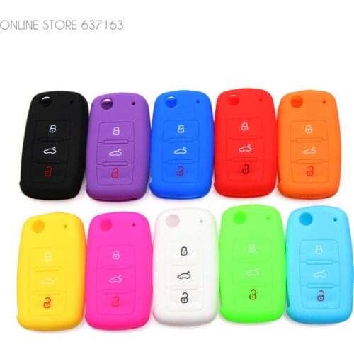 Silicone car key cover For VW Volkswagen Passat Polo Golf 4 5 6 Touran Bora SEAT Ibiza Leon For SKODA Octavia A5 Fabia 3 Buttons