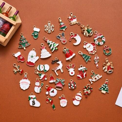 Mixed Christmas Charms Enamel Pendants DIY Xmas Bracelet Jewelry Making