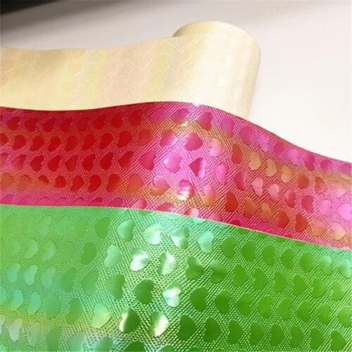 19*30CM sheet heart hologram PVC Fabric Leather For Earring Bows and bag