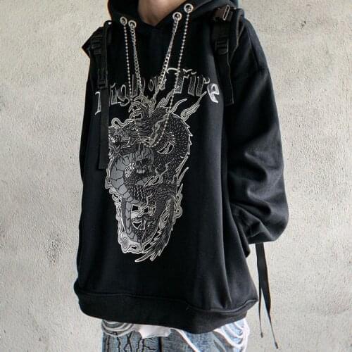 Gothic thick hoodies women clothes dragon print Sweatshirts Hip Hop female Hoodie Streetwear Punk Devil Print 2020 spring Loose
