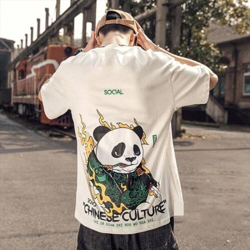 Summer Female Male Animal Printed Hip Hop Black Ladies Summer Tops Chinese Women Streetwear Men Tops Clothing