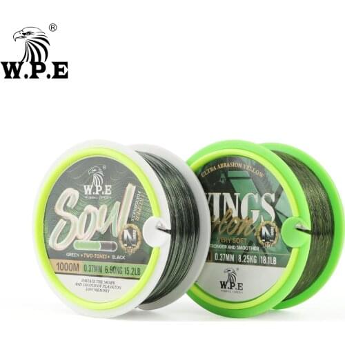 W.P.E 1000m Nylon Fishing Line 0.28mm-0.40mm 11.3LB-25LB Monofilament Fishing Line Carp Fishing Feeder Fly Fishing Wire Tackle
