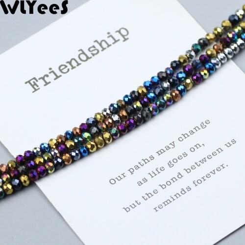 WLYeeS Plating color Austrian crystals beads 3x2mm 200pcs flat Round Shape loose beads for Jewelry necklace bracelet Making DIY