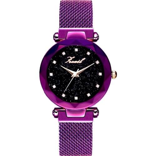 Women Magnet Buckle Starry Sky Watch Luxury Ladies Stainless Steel Roma Dial Quartz Watch