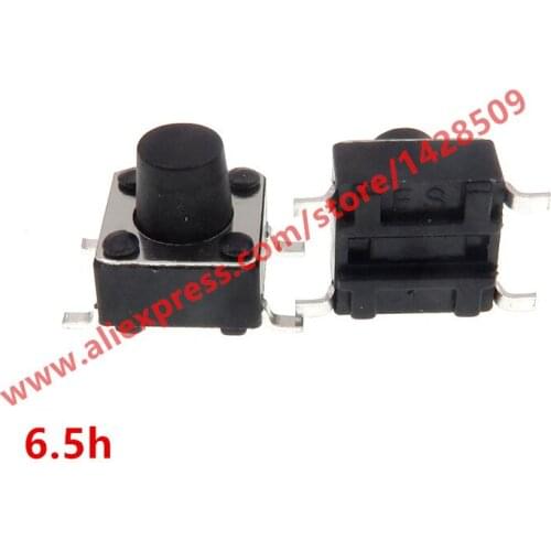 200pcs/lot Mini Micro Momentary Tactile Push Button Switch 6*6*6.5mm 4 pin keys button SMD
