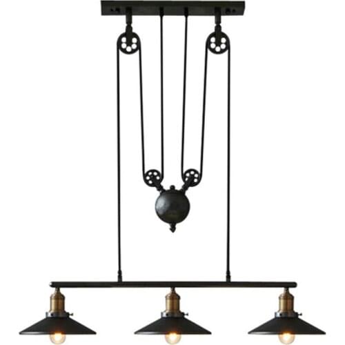 Retro 1/2/3 Heads Iron Pulley Dish LED Lamp Loft vintage pendant lights E27 Bar Kitchen Home Decoration Light Fixtures Lighting