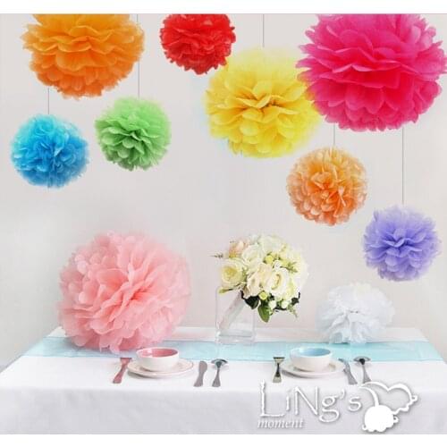 30 Colors 180 pcs 8'' 20cm Wedding decorative Flower Tissue Paper Pom Poms Wedding Party Home Decoration festive supplies Balls