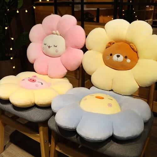 45cm Cartoon Flower Plush Cushion Toy Soft Cartoon Plant Stuffed Doll Chair Cushion Sofa Pillow Decorative Floor Mat Lovely Gift