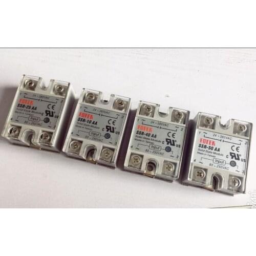 5pcs SSR-10AA SSR-25AA SSR-40AA SSR-50AA Solid State Relay Module with Plastic Cover AC Control AC 80-250VAC to 24-380VAC