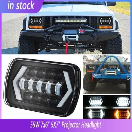 Car LED Driving Running Light 55W 7x6" 5X7" Projector Headlight Hi-Lo Beam Halo For Jeep Cherokee XJ Accessories