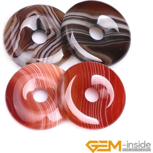 Natural Red Brown Onyx Agates Donut Beads For Jewelry Making 1 Pcs DIY Earring Necklace Jewelry Accessorries Bead 30mm 35mm 40mm