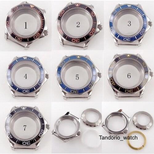 Corgeut 41mm Stainless Steel Case For MIYOTA 8215 ETA 2836 DG NH35A NH36A Movement Sapphire Glass Clear Back Ceramic Insert