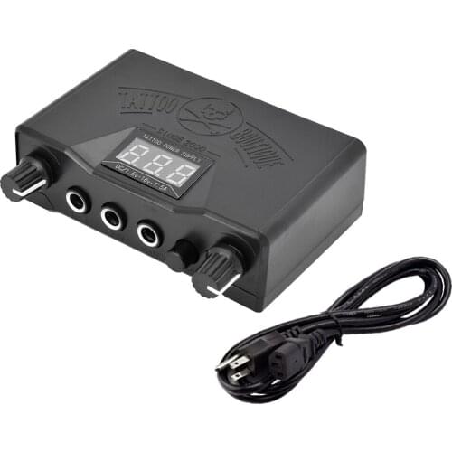 Black Tattoo Power Supply LCD Digital Dual Fuente De Poder Tatuaje Alimentation Tatouage for Clip Pedal Tattoos with Power Plug