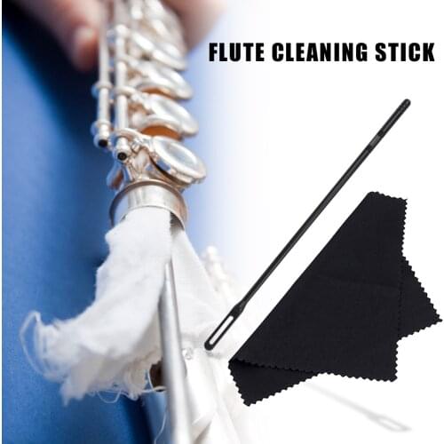 Flute Cleaning Rod Woodwind Instruments Accessories 14 inch with Cleaning Cloth Musical Enjoyable Instrument Supplies