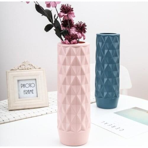 Home Decorative Plastic Flower Vases Imitation Ceramic Flower Pot Flower Basket Home Decorations 9.5x30.5CM