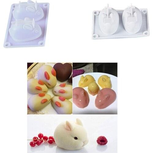 Cake Decorating Moulds Silicone 3D Easter Bunny Rabbit Cake Molds Silicone Molds For Baking Dessert Pastry Mousse 2 Forms Tools