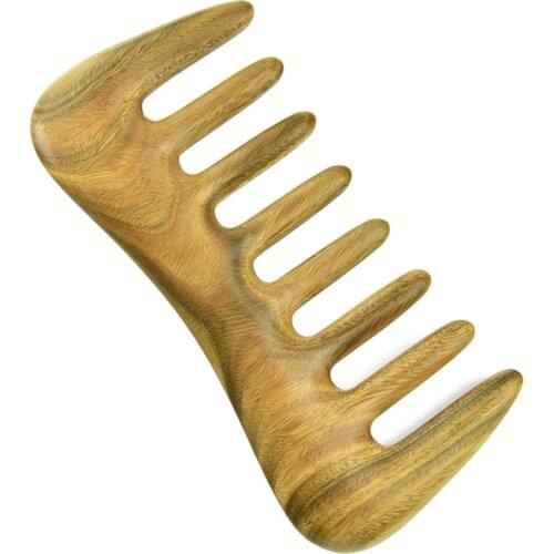 Wide Tooth Hair Comb - Natural Wood Comb for Curly Hair - No Static Sandalwood Hair Pick Wooden Comb for Detangling