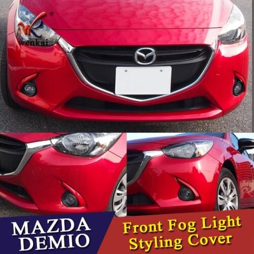 Chrome Front Fog Light Styling Cover FOR 2015 2016 2017 Mazda2 Demio DJ DL Foglight Trim Eyebrow Sedan Hatchback Accessories