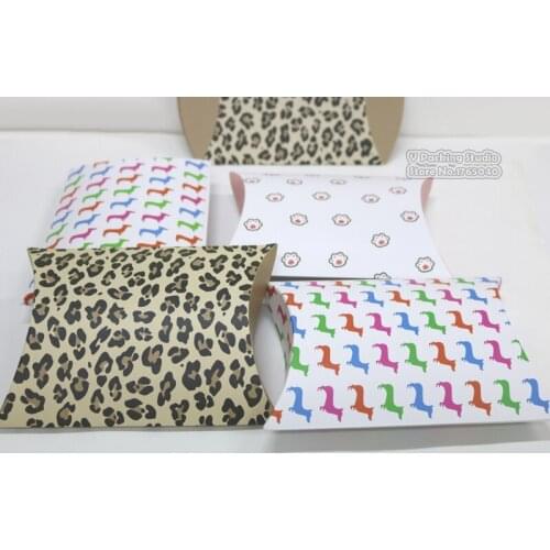 Leopard design Pillow Box for Chocolate Candy Cookie Box ,Small Paper Favor Gift Pillow Packaging Boxes for soap 100pcs/lot