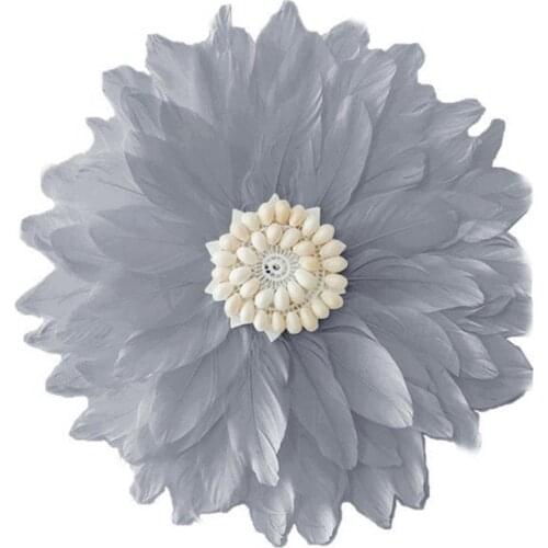 60% Hot Sale Wall Decorative Films Feather White Conch Artificial Flower Wall Mounted Hanging Wedding Party Home Decoration