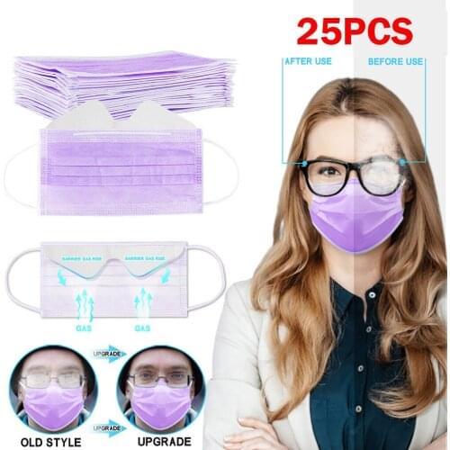 25pc Fashion Disposable Masks For Women Men Glasses Anti-fog Breathable Designer Mask For Adult Facemask Earloops Bandage